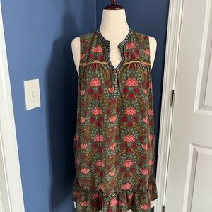 Matilda Jane Green Sleeveless Tunic with Mandarin Collar